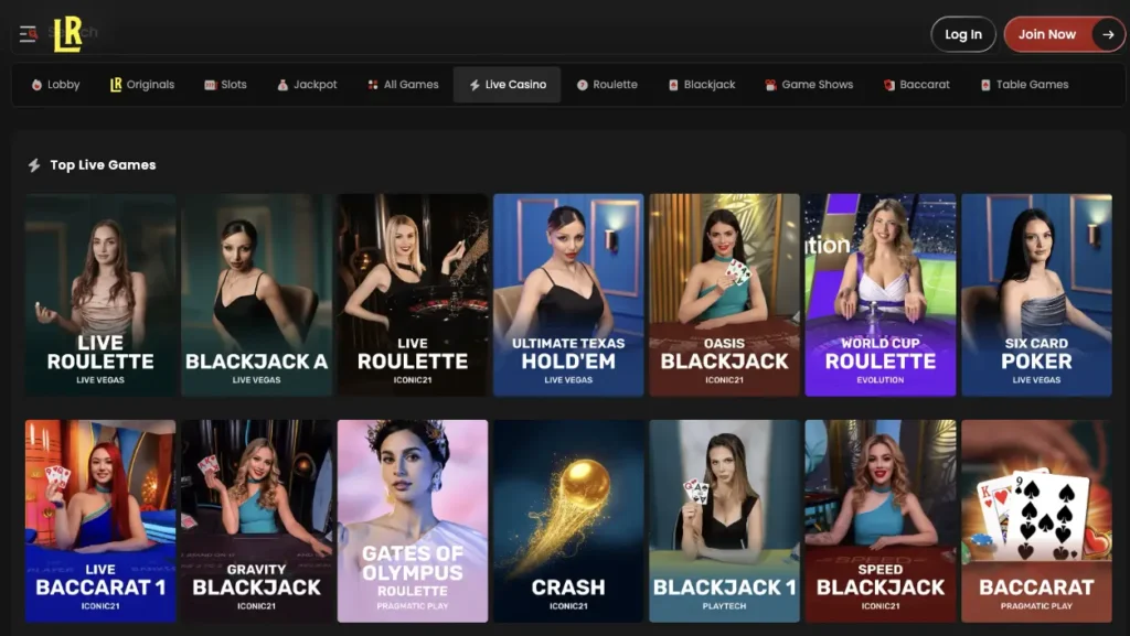 Live games section